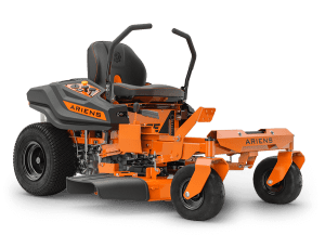 Ariens EDGE 34" zero-turn mower with Briggs engine, high-back seat, foot-operated deck lift, and large tires designed for smooth, precise mowing in small to medium yards.