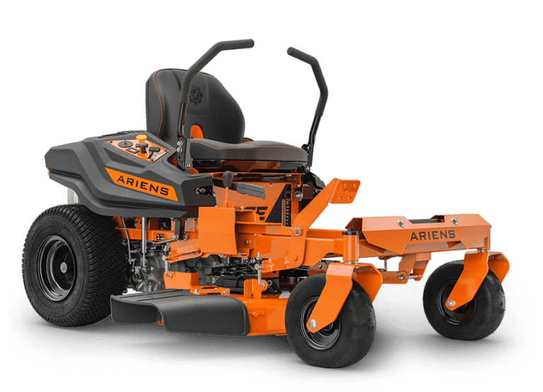 Ariens EDGE 34" zero-turn mower with Briggs engine, high-back seat, foot-operated deck lift, and large tires designed for smooth, precise mowing in small to medium yards.