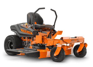 Ariens EDGE Series 42" zero-turn mower with Briggs engine, high-back seat, large tires, and foot-operated deck lift designed for precise and comfortable yard mowing.