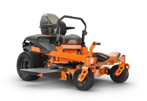 Ariens IKON 42" zero-turn mower with ENVY™ ELITE 11-gauge deck, Kawasaki 23 hp engine, foot-operated deck lift, and high-back seat for comfortable, precise mowing.