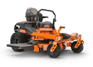 Ariens IKON 52" Zero Turn Mower with 23 hp Kawasaki engine, 52-inch ENVY™ ELITE cutting deck, high-back seat with armrests, and foot-operated deck lift.