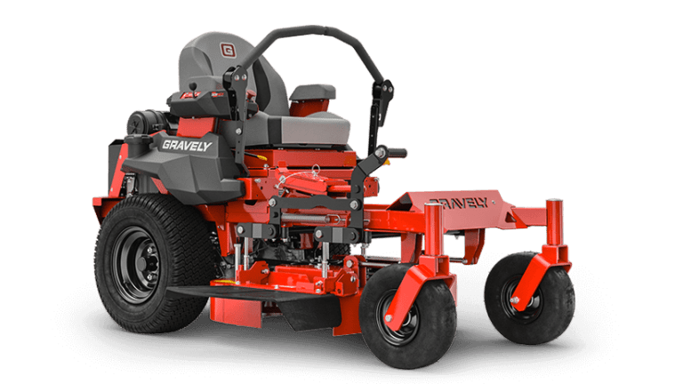 Gravely Compact-Pro 34-inch Kawasaki zero-turn mower with compact commercial frame, hydrostatic drive, and 34-inch cutting deck designed for tight spaces and professional use.