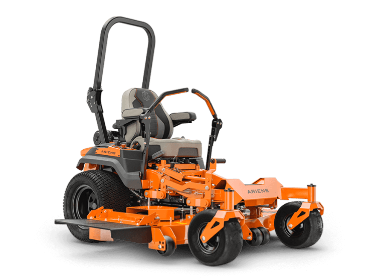 Ariens Zenith 60" Kawasaki zero-turn mower with fully tubular frame, 10-gauge commercial deck, high-back padded seat, and armrests for all-day mowing comfort.