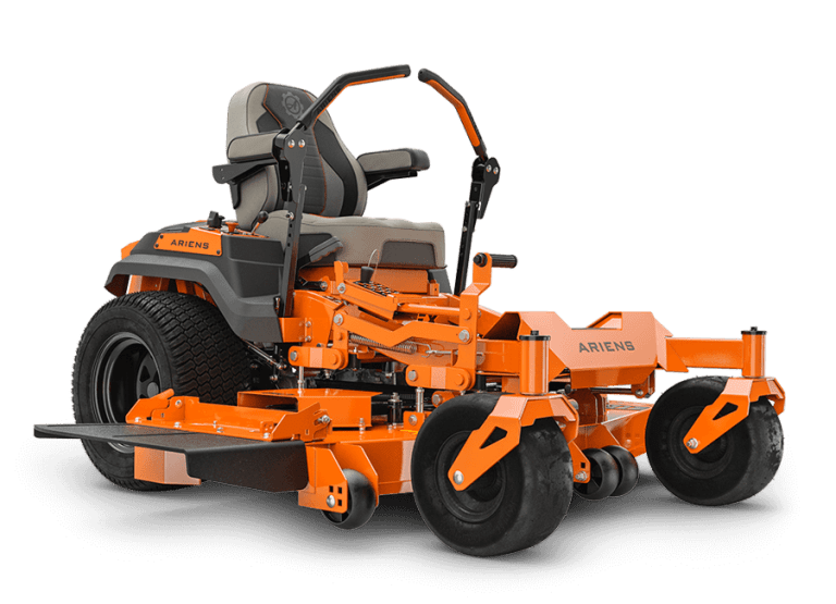 Ariens Apex 52-inch Kawasaki residential zero-turn mower with full tubular steel frame, 10-gauge commercial-grade deck, and high-back padded seat with armrests.