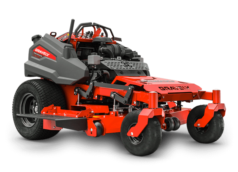 Gravely Pro‑Stance ULTRA 60-inch EFI stand-on mower with wide deck and durable frame, designed for commercial use and enhanced performance.
