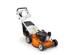 STIHL RM 756 YC push mower with 22-inch magnesium deck, Kohler Command Pro engine, hydrostatic drive, Blade Brake Clutch, and foldable fabric grass bag.